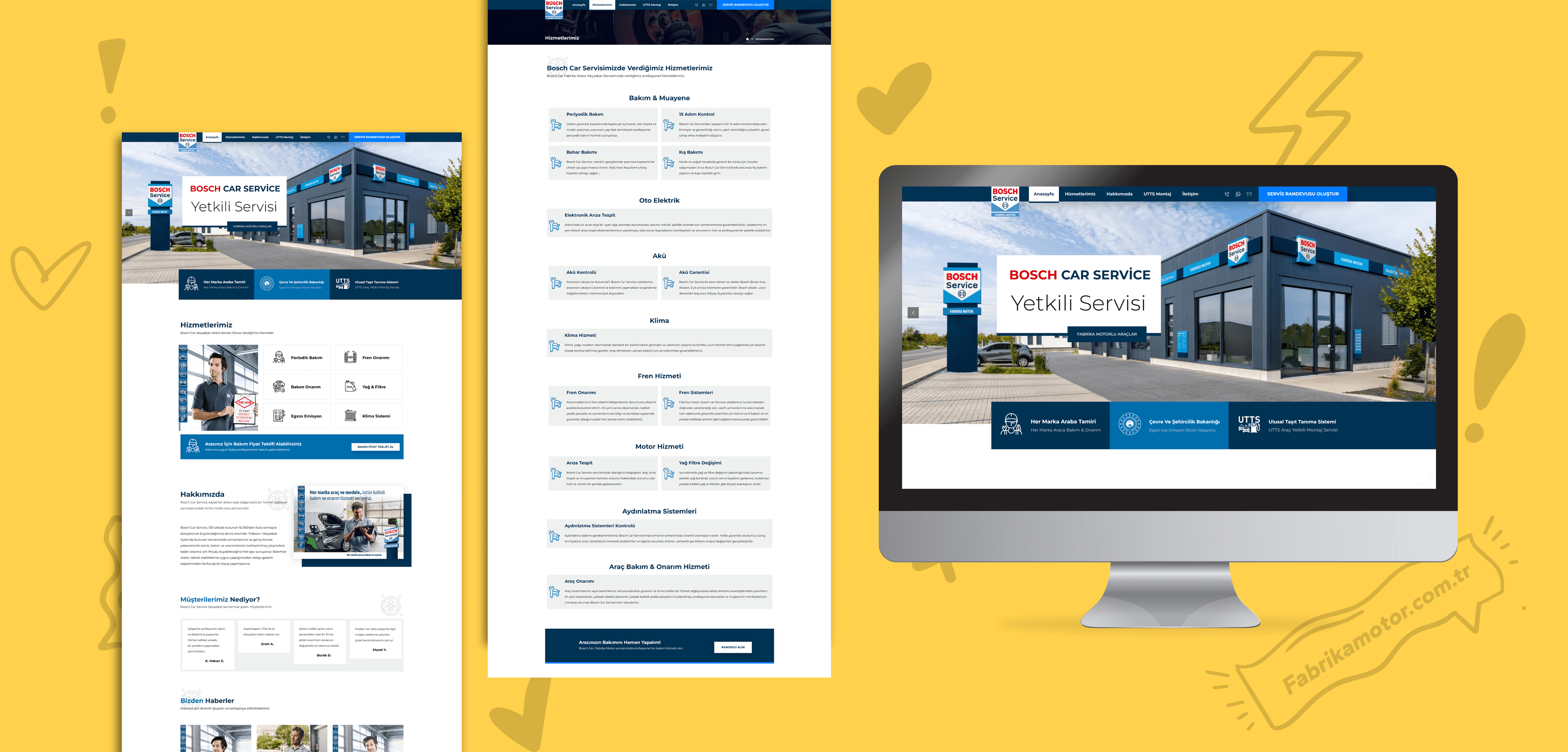 fabrika motor bosch car service web site tasarımı